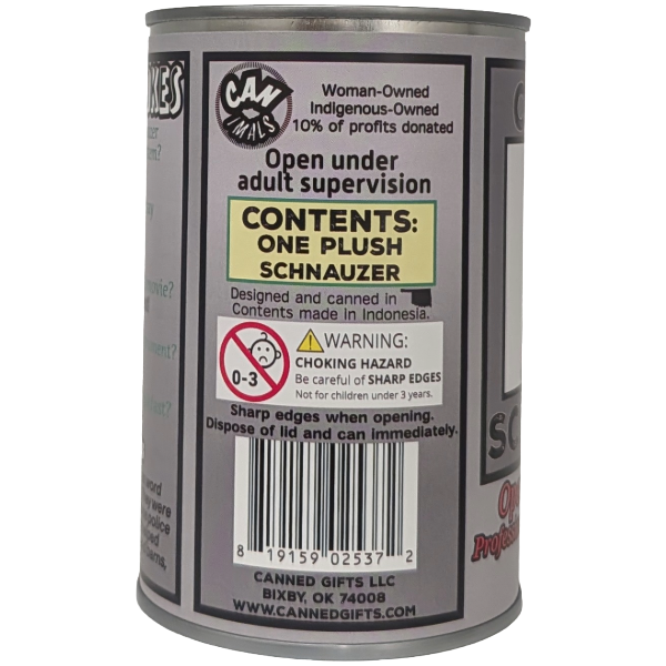 Scruffy the Canned Schnauzer - Dog Plush Toy in a Can