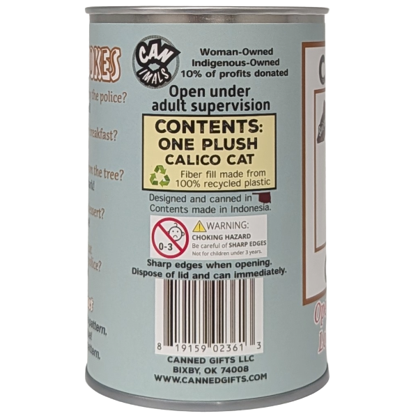 Snickerdoodle the Canned Calico Cat - Plush Toy in a Can
