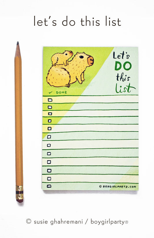 Capybara "Let's Do This" To-Do List Notepad | Animal Stationery