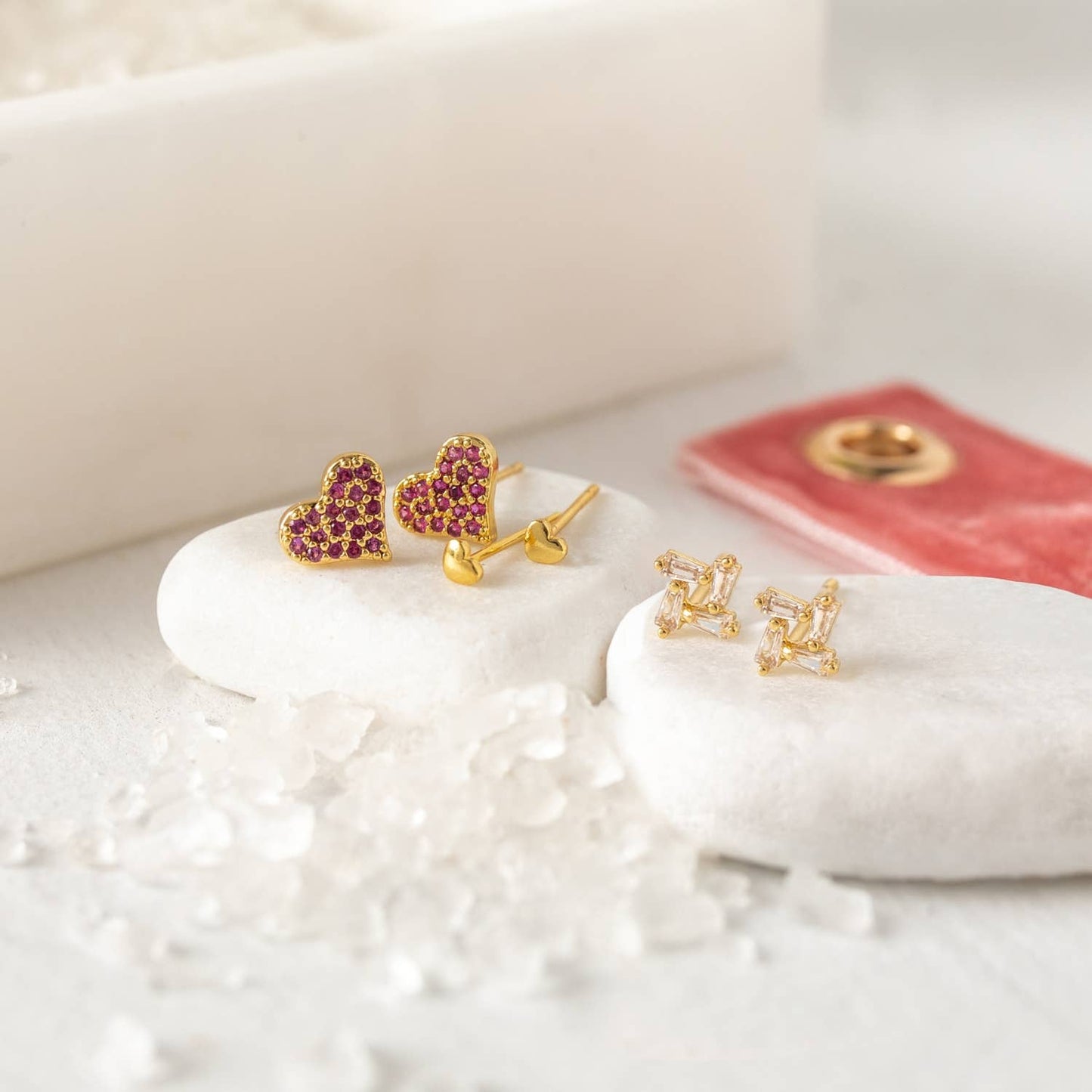 Pink Heart Stud Set of Three