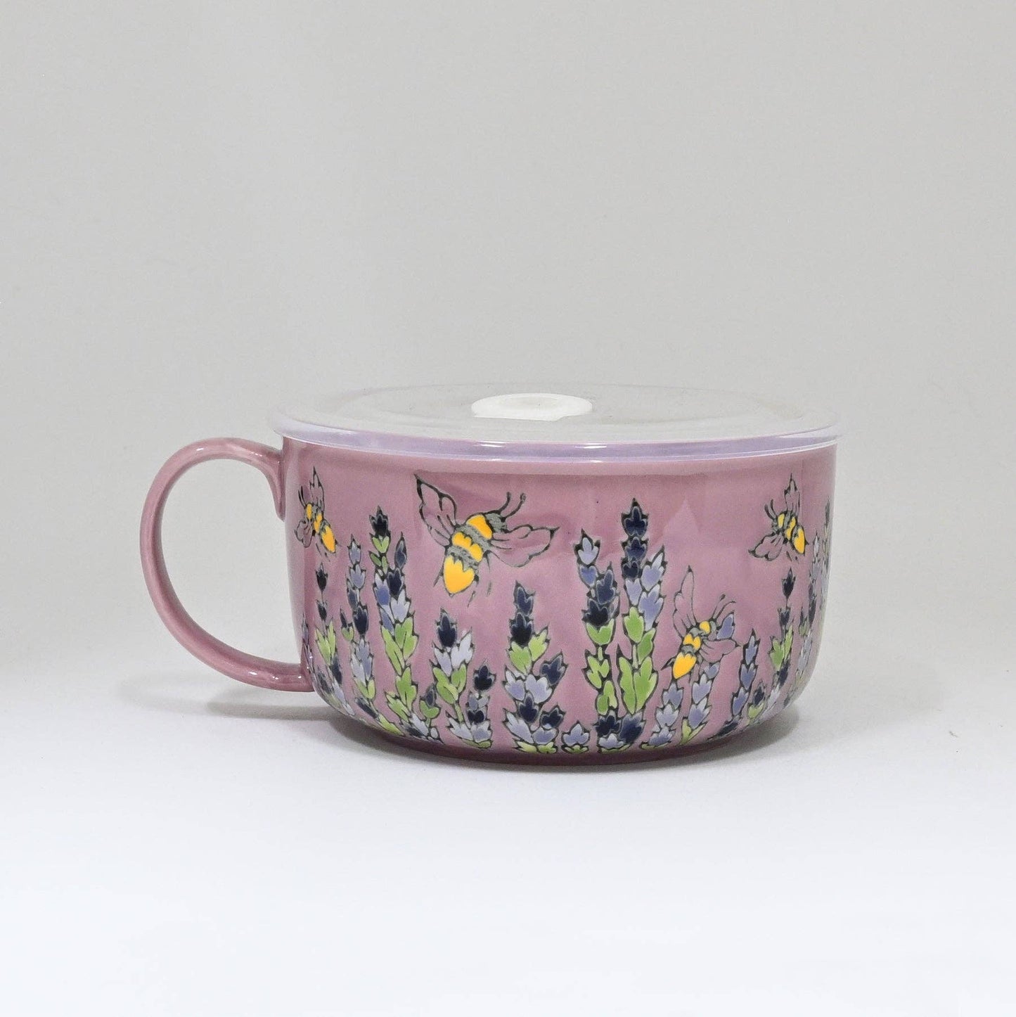 Bee Stoneware Microwave Bowl with Lid & Handle | 33 oz