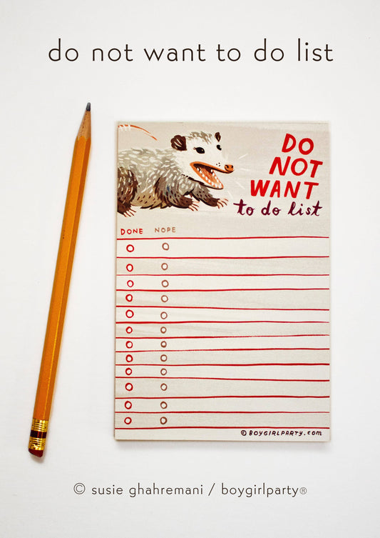 Opossum To Do List Notepad
