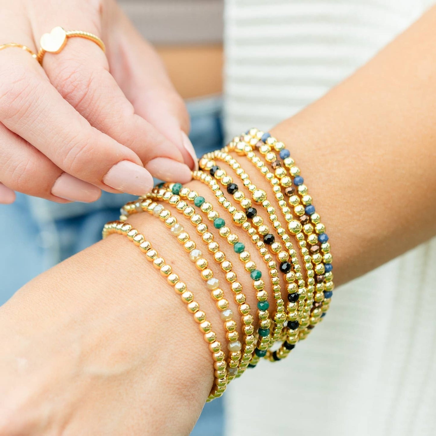 4mm Bead & Crystal Stretch Bracelet