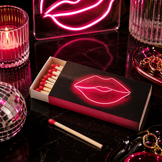 Neon Lips Matchbox – 40 Long Wooden Decorative Matches