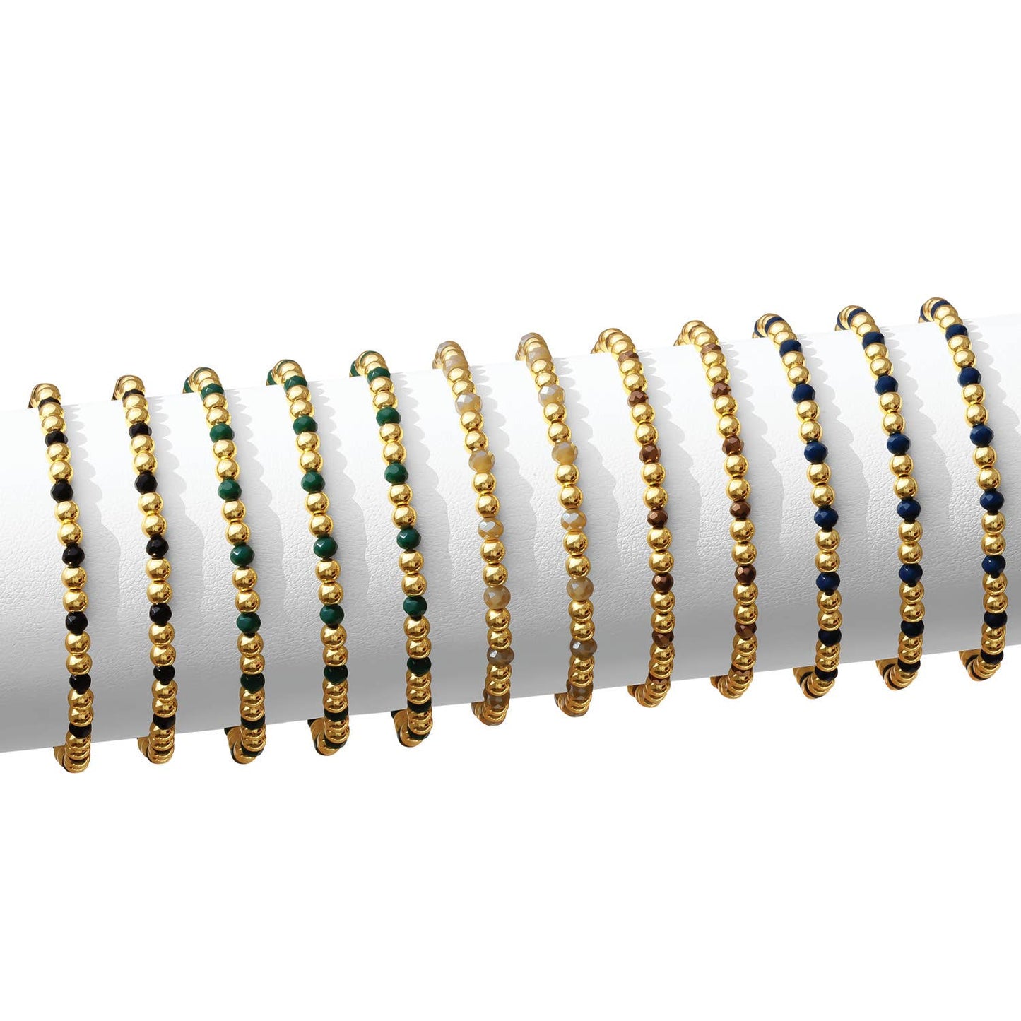 4mm Bead & Crystal Stretch Bracelet