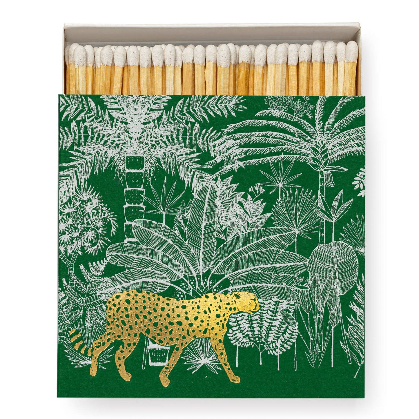Gold Foil Cheetah Safety Matches | Jungle Decorative Matchbox with 125 Matches