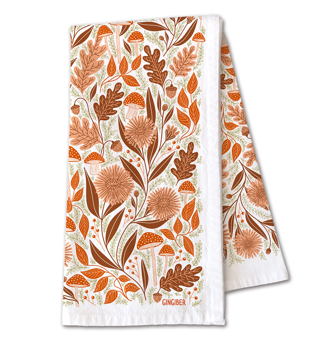 Mushroom Medley Tea Towel - Fall Woodland Kitchen Decor
