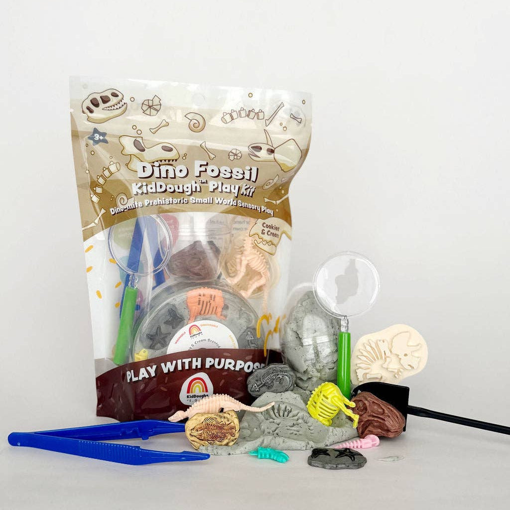 Dino Fossil Dig KidDough Sensory Play Kit | Cookies & Cream Sensory Dough