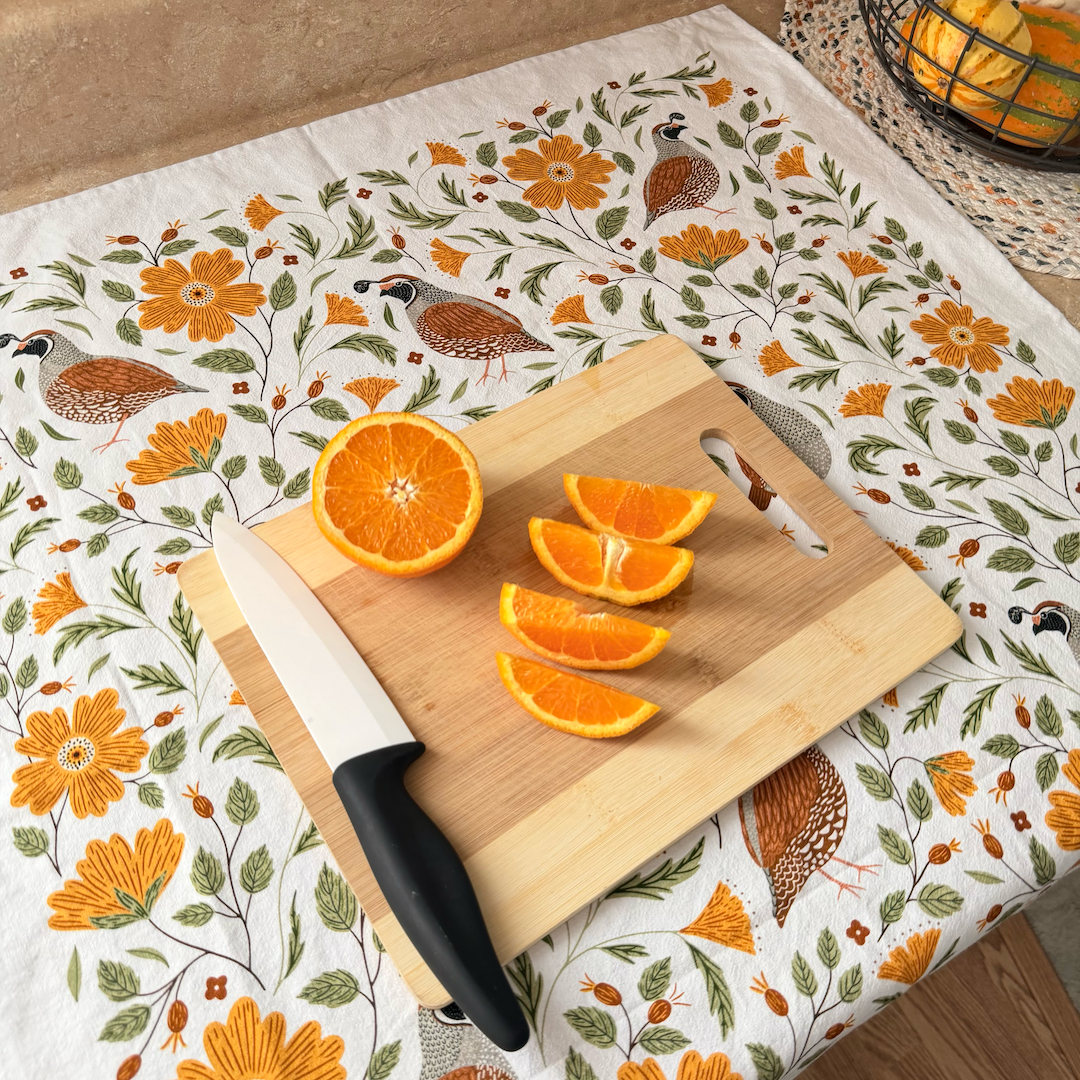 Quail Bird Tea Towel - Fall Bird Kitchen Decor
