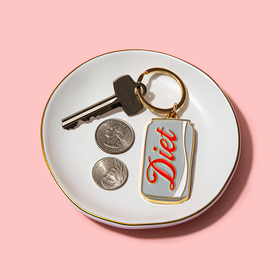 Diet Soda Can Enamel Keychain | Cute Retro Drink Bag Charm