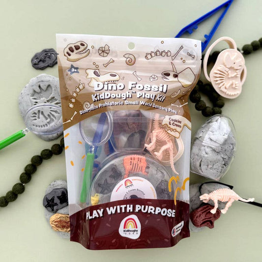 Dino Fossil Dig KidDough Sensory Play Kit | Cookies & Cream Sensory Dough