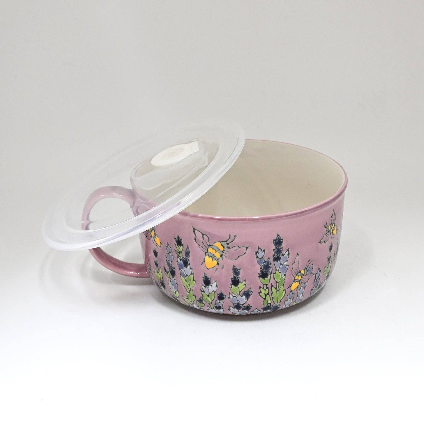 Bee Stoneware Microwave Bowl with Lid & Handle | 33 oz