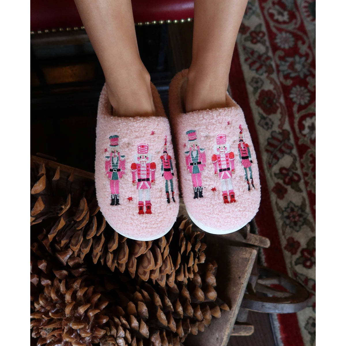 Pink Nutcracker Slippers | Holiday Indoor/Outdoor – Living Royal ML