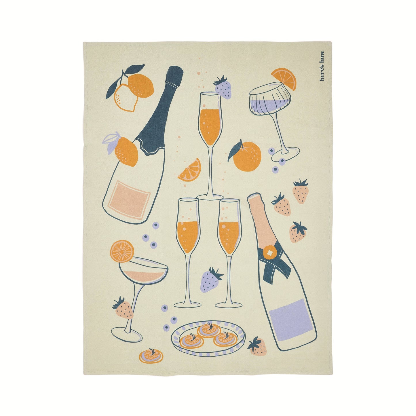 Emmy Mimosa-Themed Cotton Tea Towel | 100% Cotton Kitchen Towel