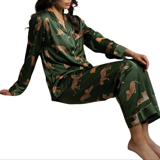 Olive Tiger Print Pajama Set