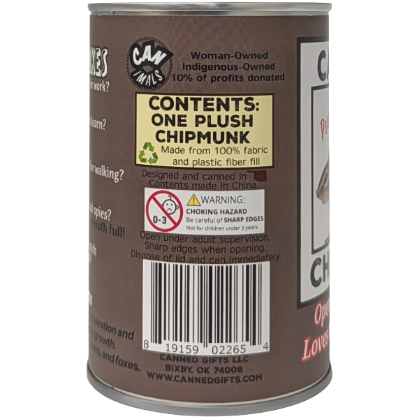 Peanut the Canned Chipmunk - Plush Toy in a Can