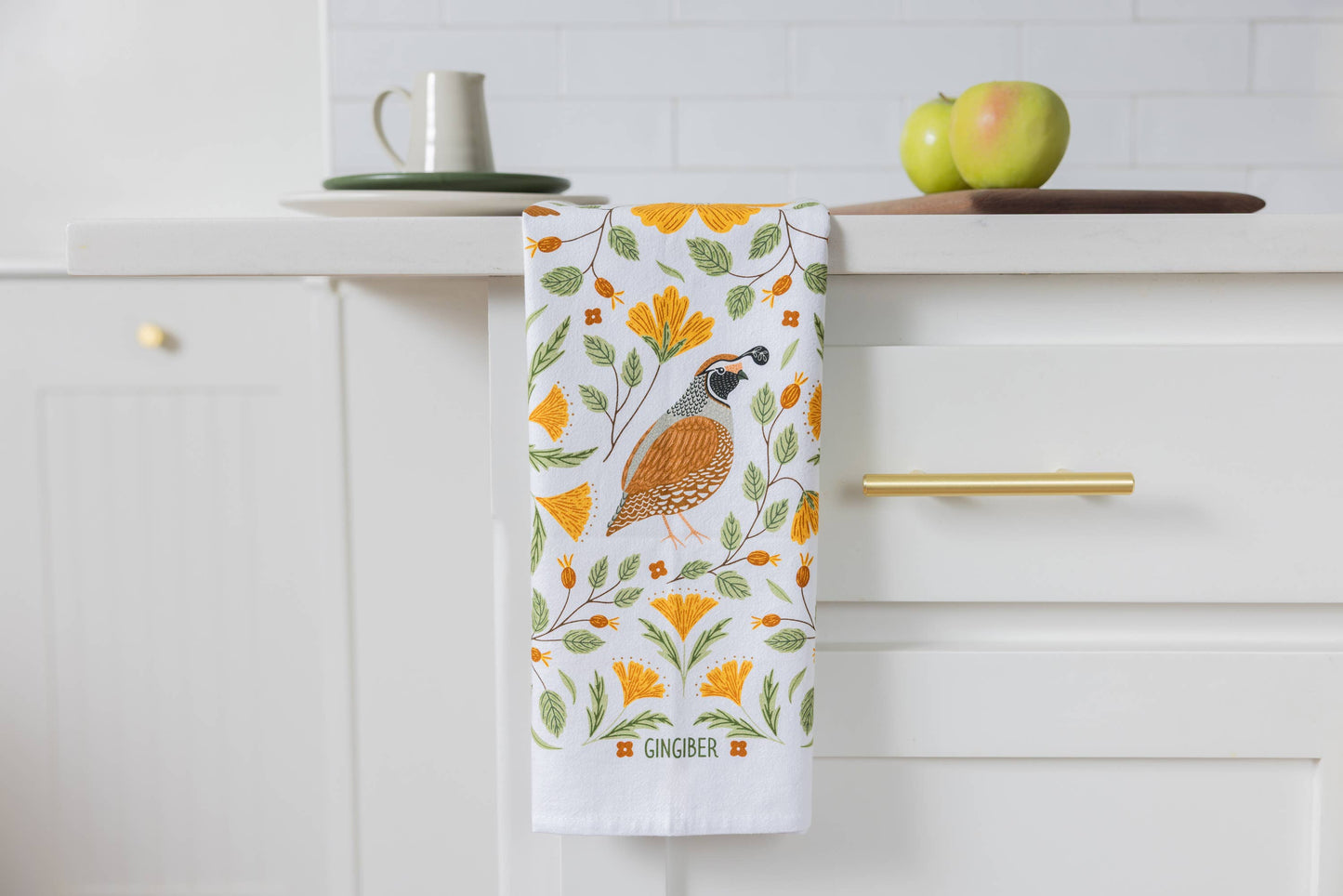 Quail Bird Tea Towel - Fall Bird Kitchen Decor