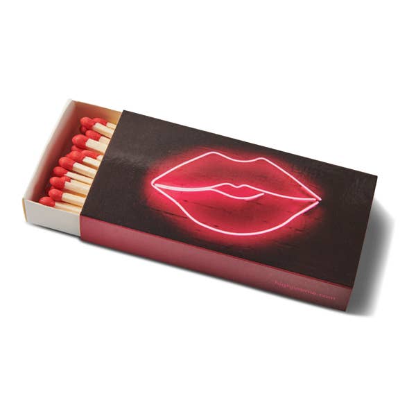 Neon Lips Matchbox – 40 Long Wooden Decorative Matches
