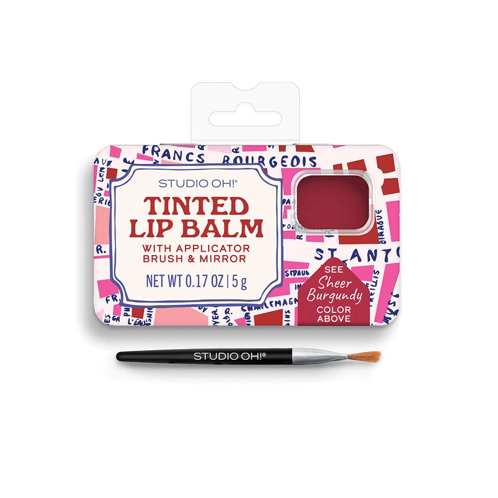 Sheer Burgundy Tinted Lip Balm & Brush Set