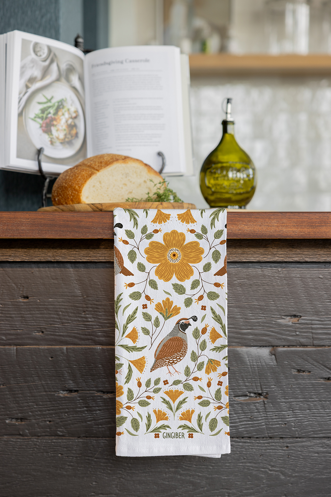 Quail Bird Tea Towel - Fall Bird Kitchen Decor