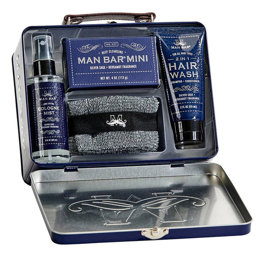 Man Bar Travel Tin Grooming Kit - Silver Sage & Bergamot
