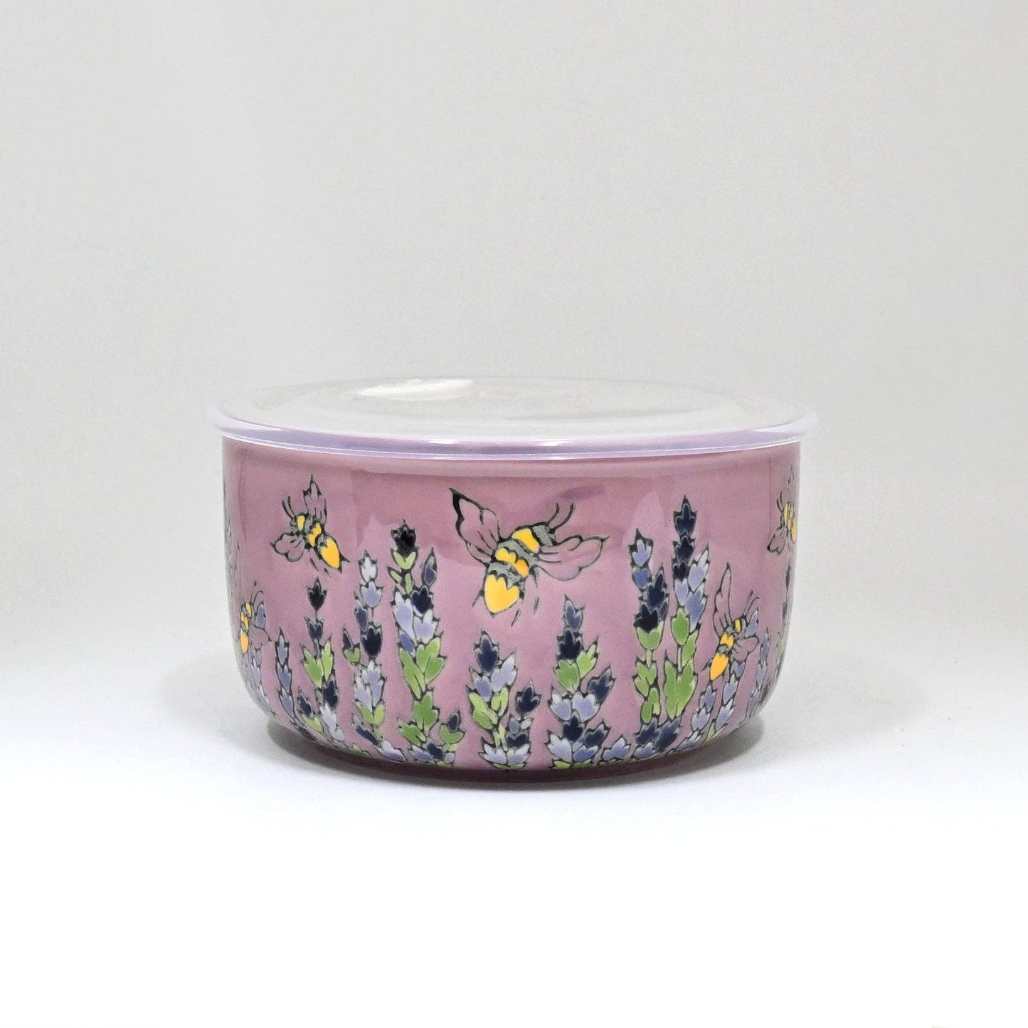 Bee Stoneware Microwave Bowl with Lid & Handle | 33 oz