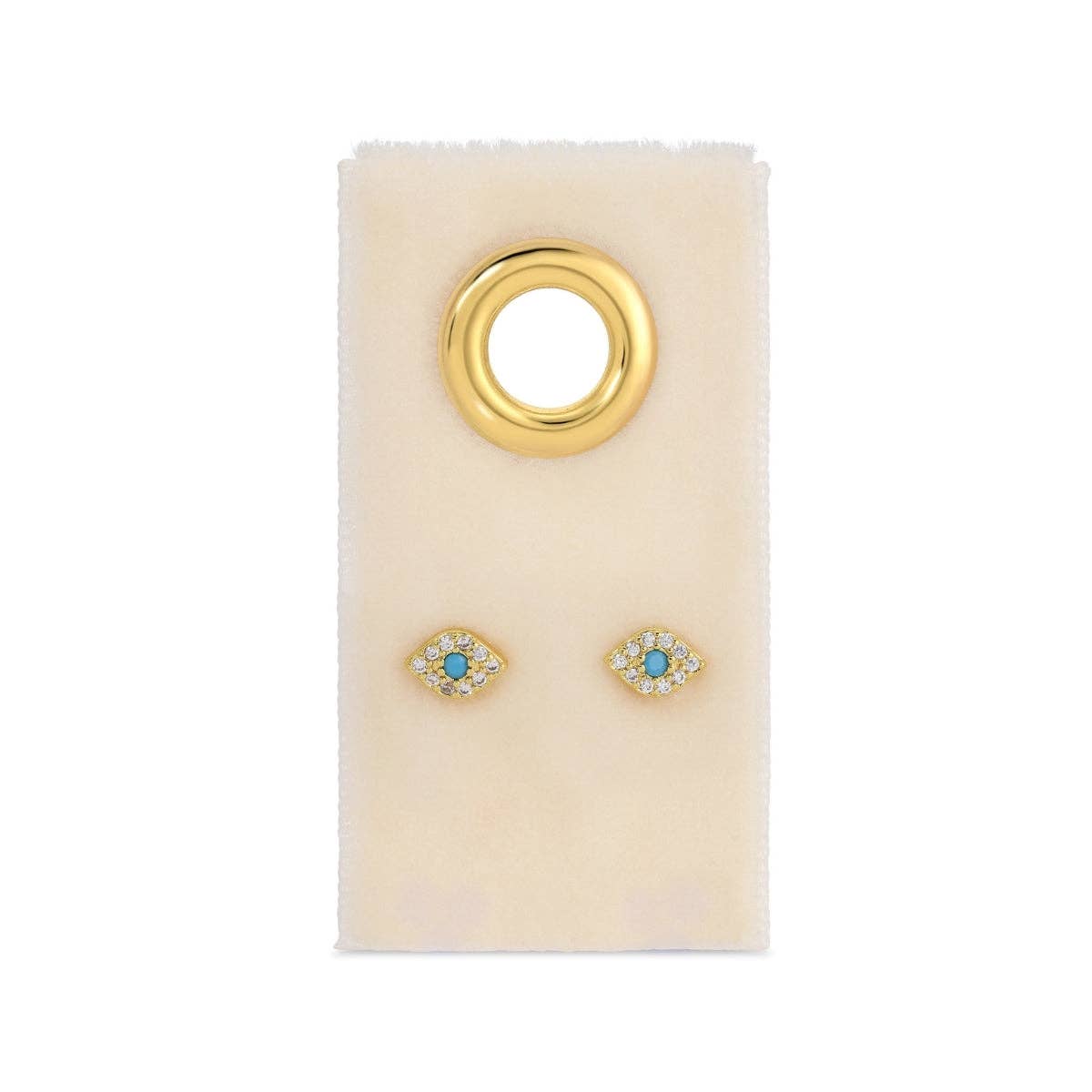 Evil Eye Studs on Velvet Tag: Gold