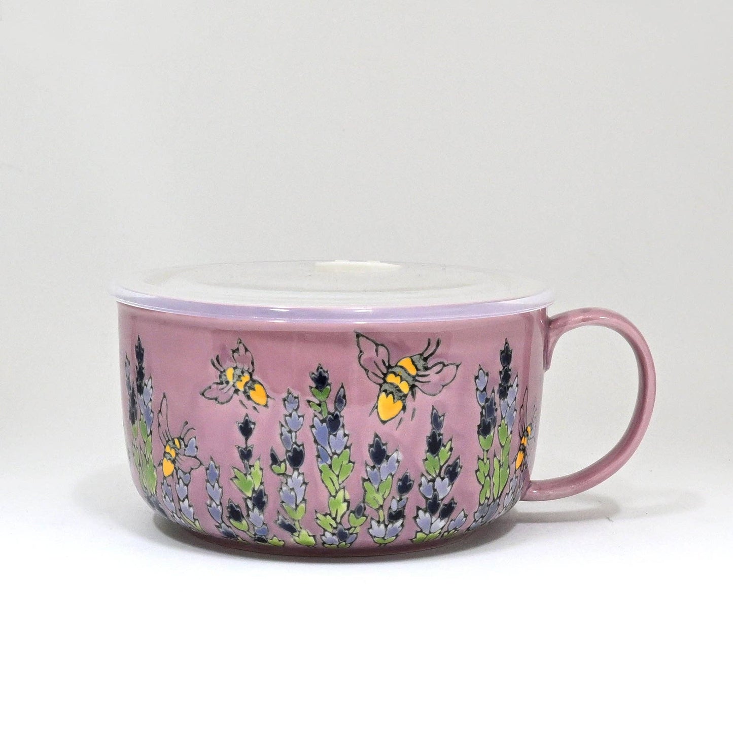 Bee Stoneware Microwave Bowl with Lid & Handle | 33 oz
