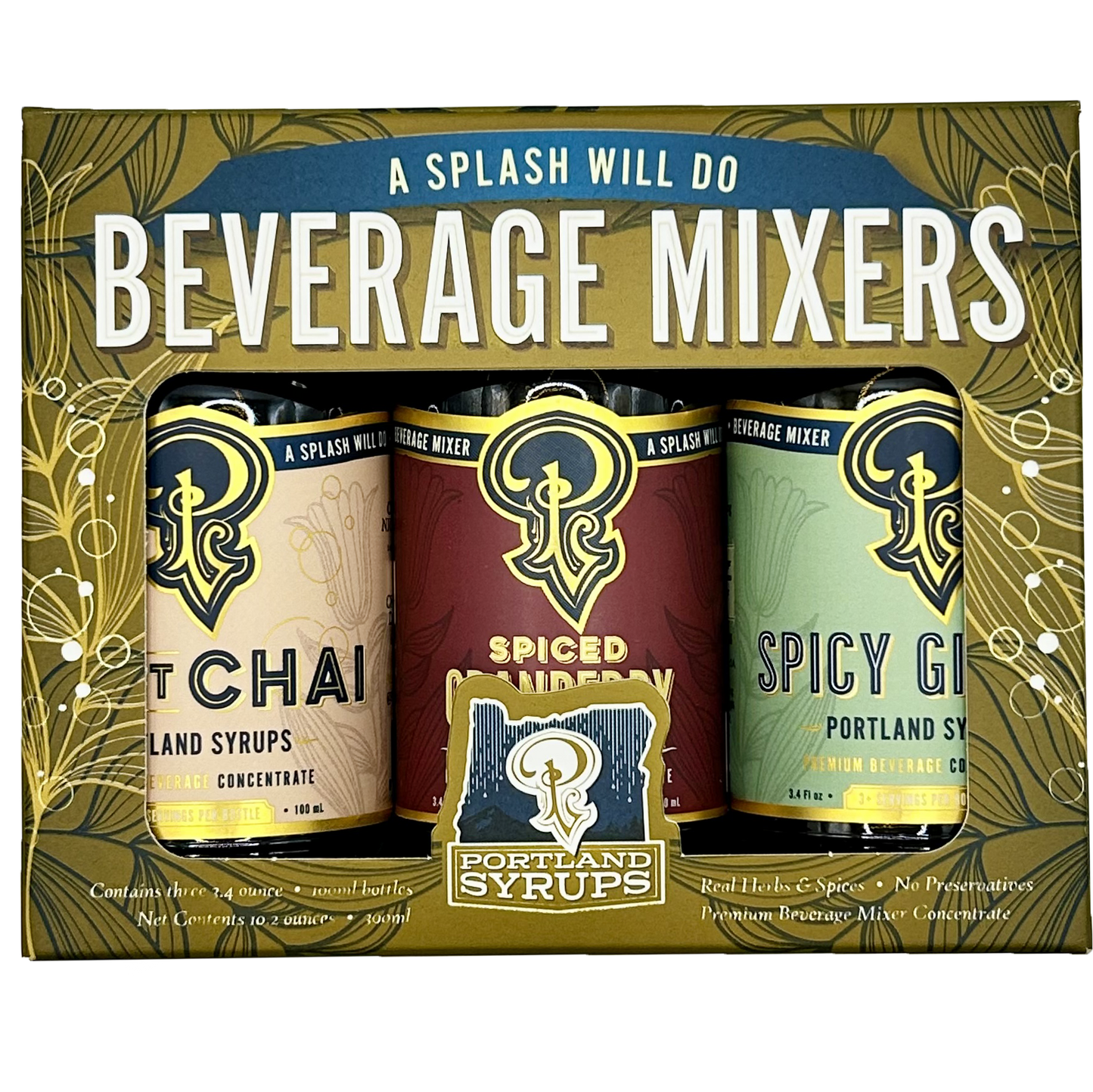 Cocktail & Mocktail Mixer Gift Set | Spiced Cranberry, Spicy Ginger & Bright Chai