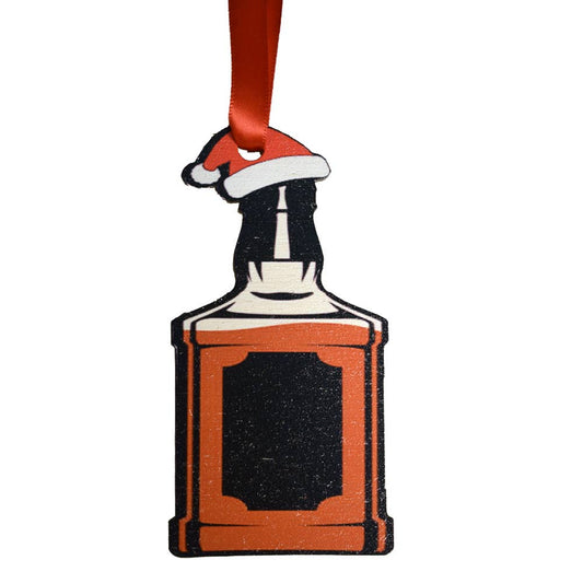 Bourbon Bottle Wooden Ornament