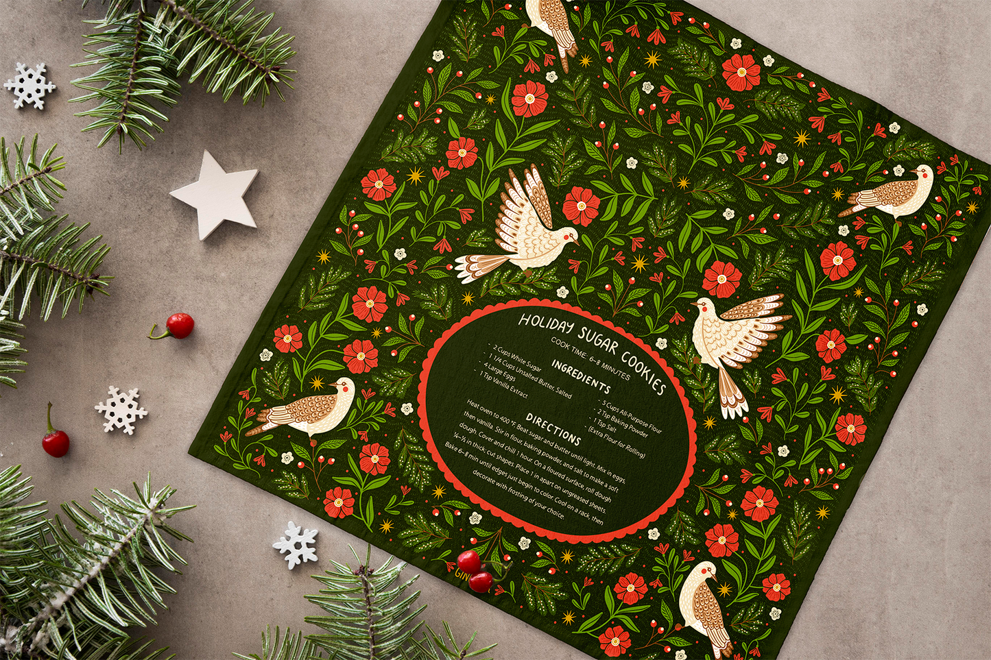 Sugar Cookies Tea Towel – Holiday Baking Kitchen Towel