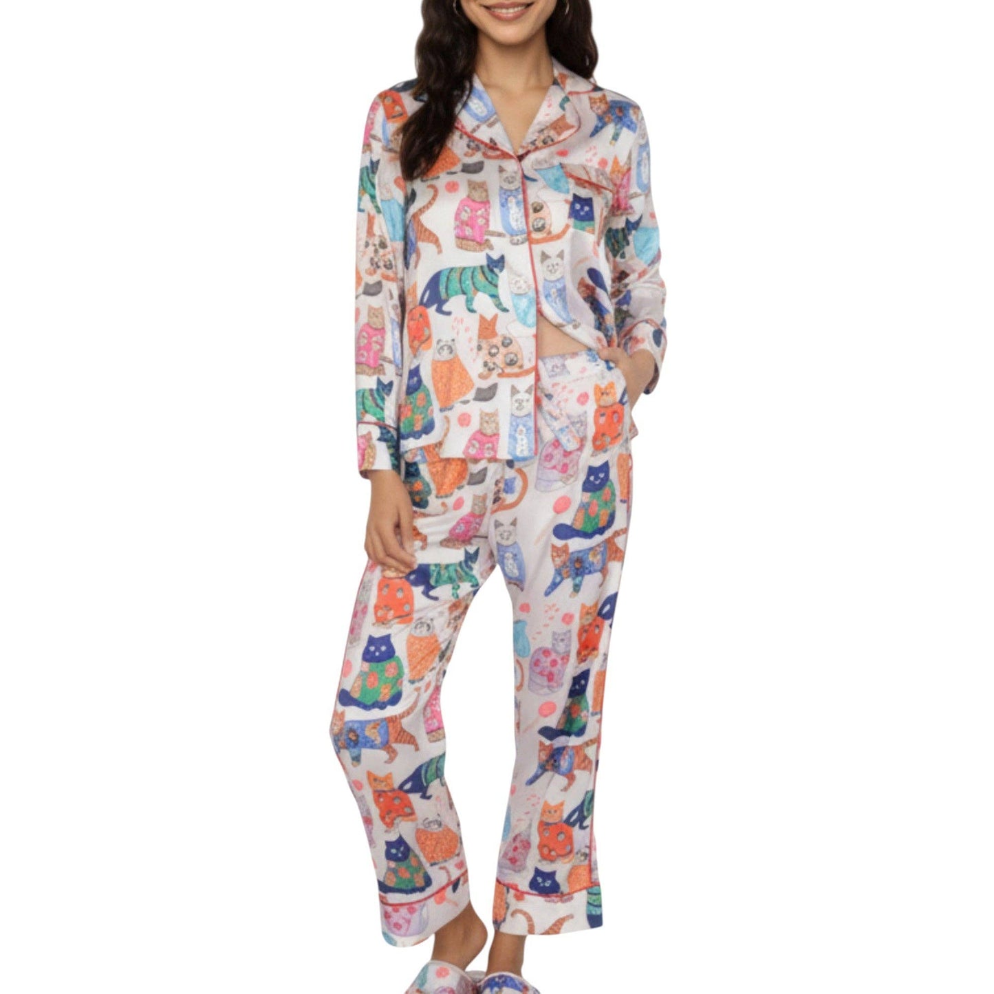 Cat Print Pajama Set