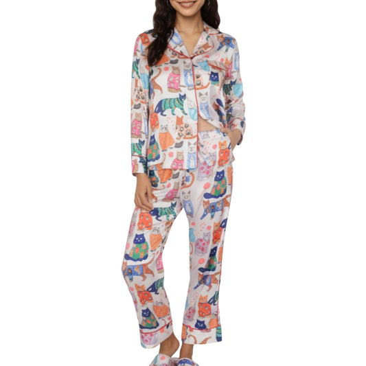 Cat Print Pajama Set