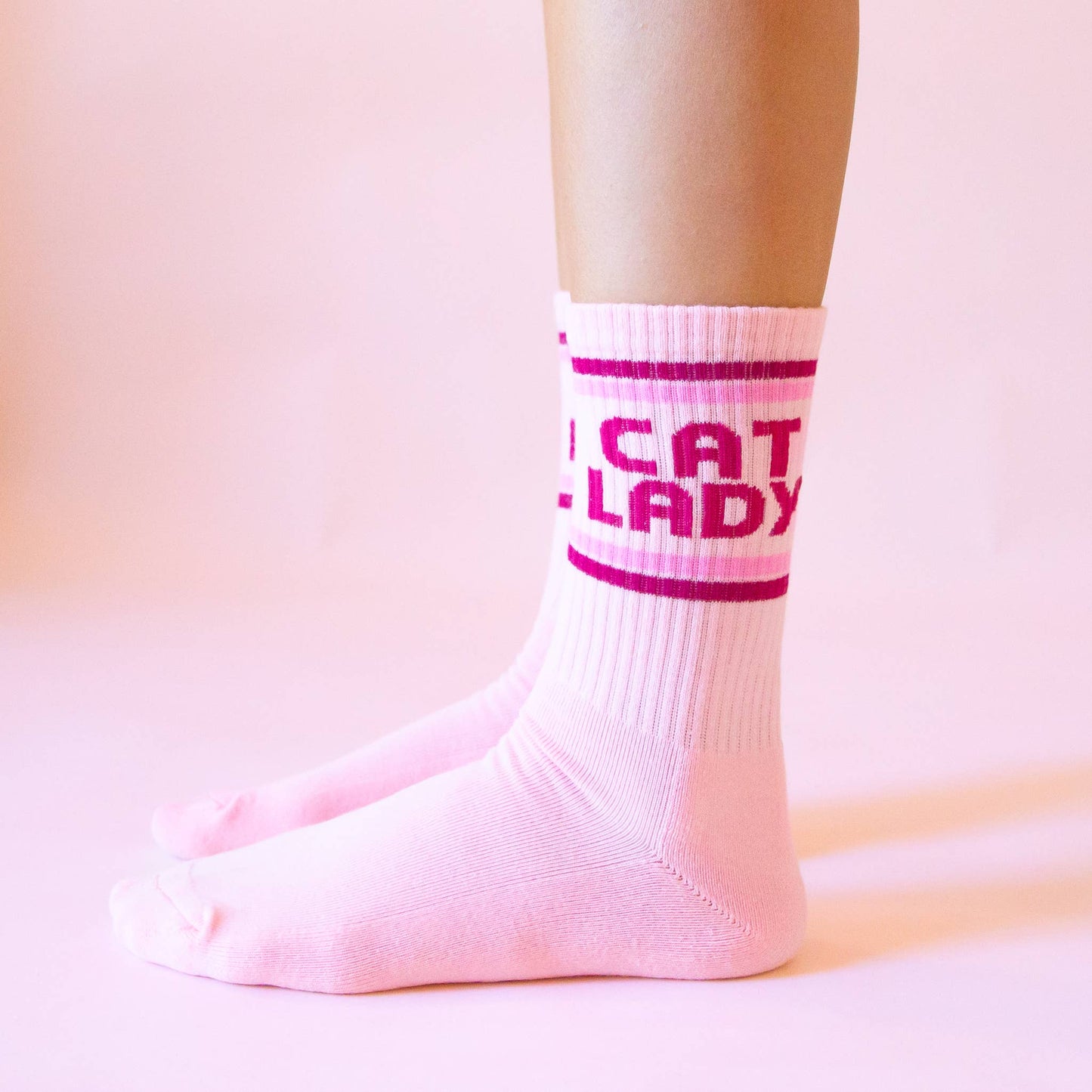 Cat Lady Striped Crew Socks