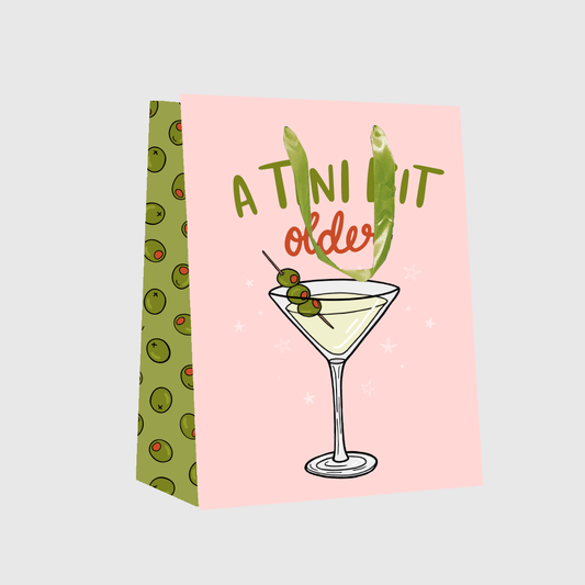 A Tini Bit Older Birthday Gift Bag | Funny Martini Gift Wrap