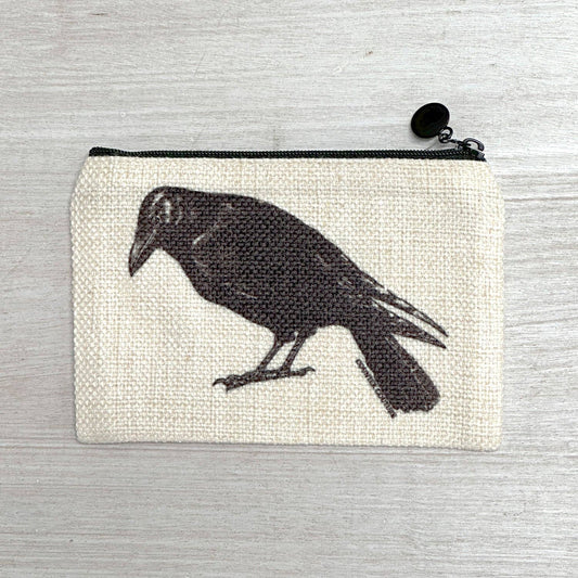 Crow Zipper Pouch | Small Travel & Cosmetic Bag
