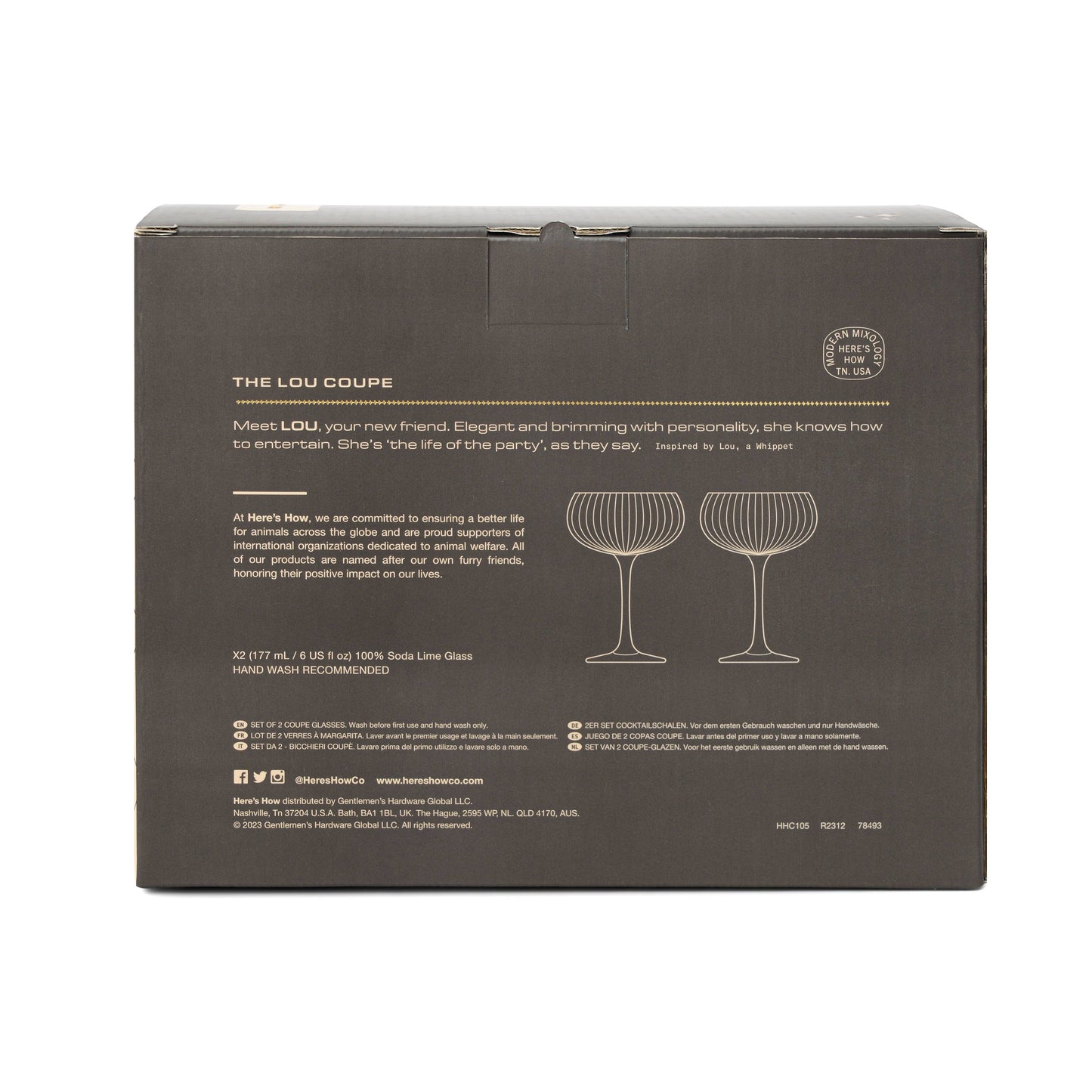 Lou Smoke Coupe Glass Set | Vintage-Inspired Cocktail Glasses (Set of 2)