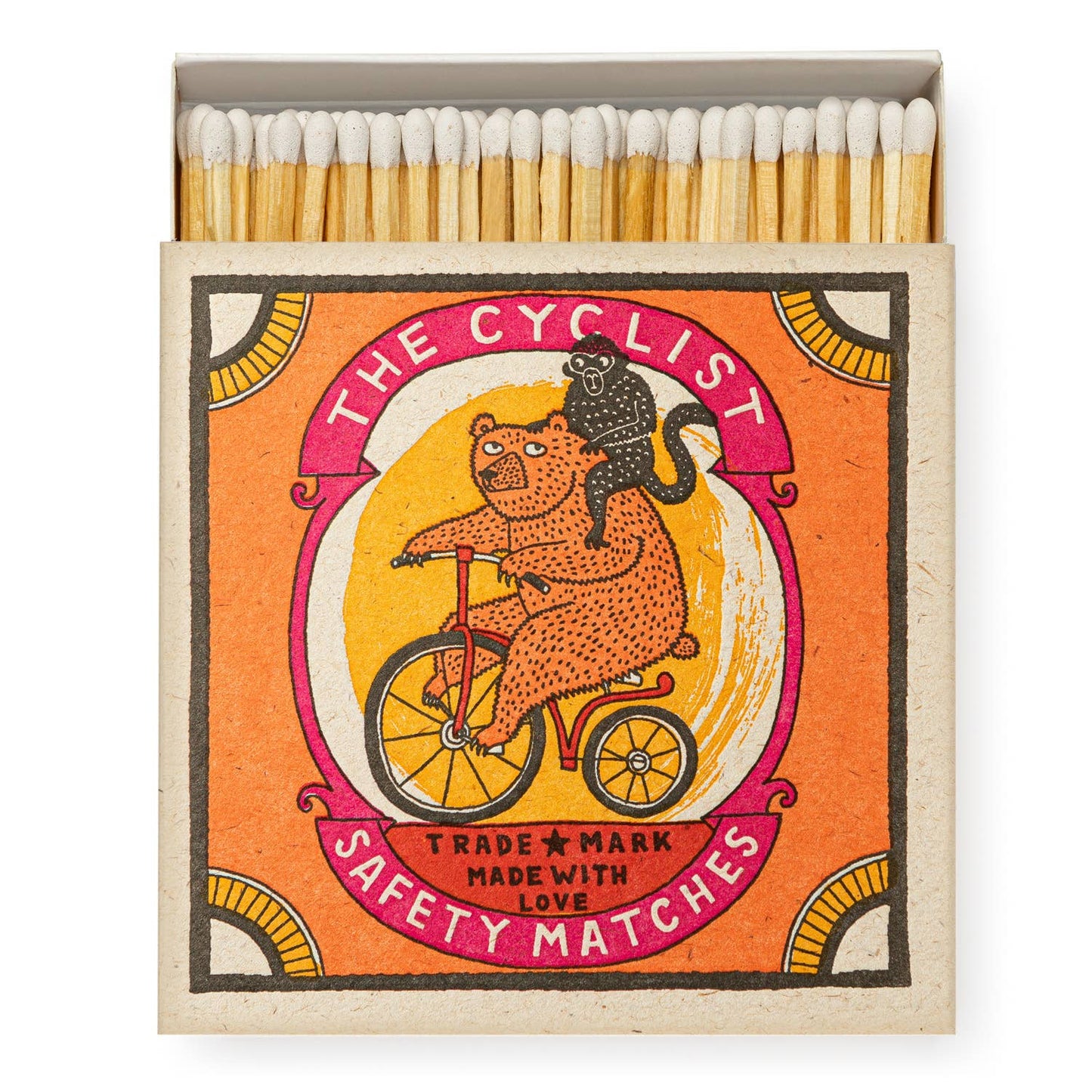 The Cyclist Safety Matches | Bear & Monkey Decorative Matchbox with 125 Matches