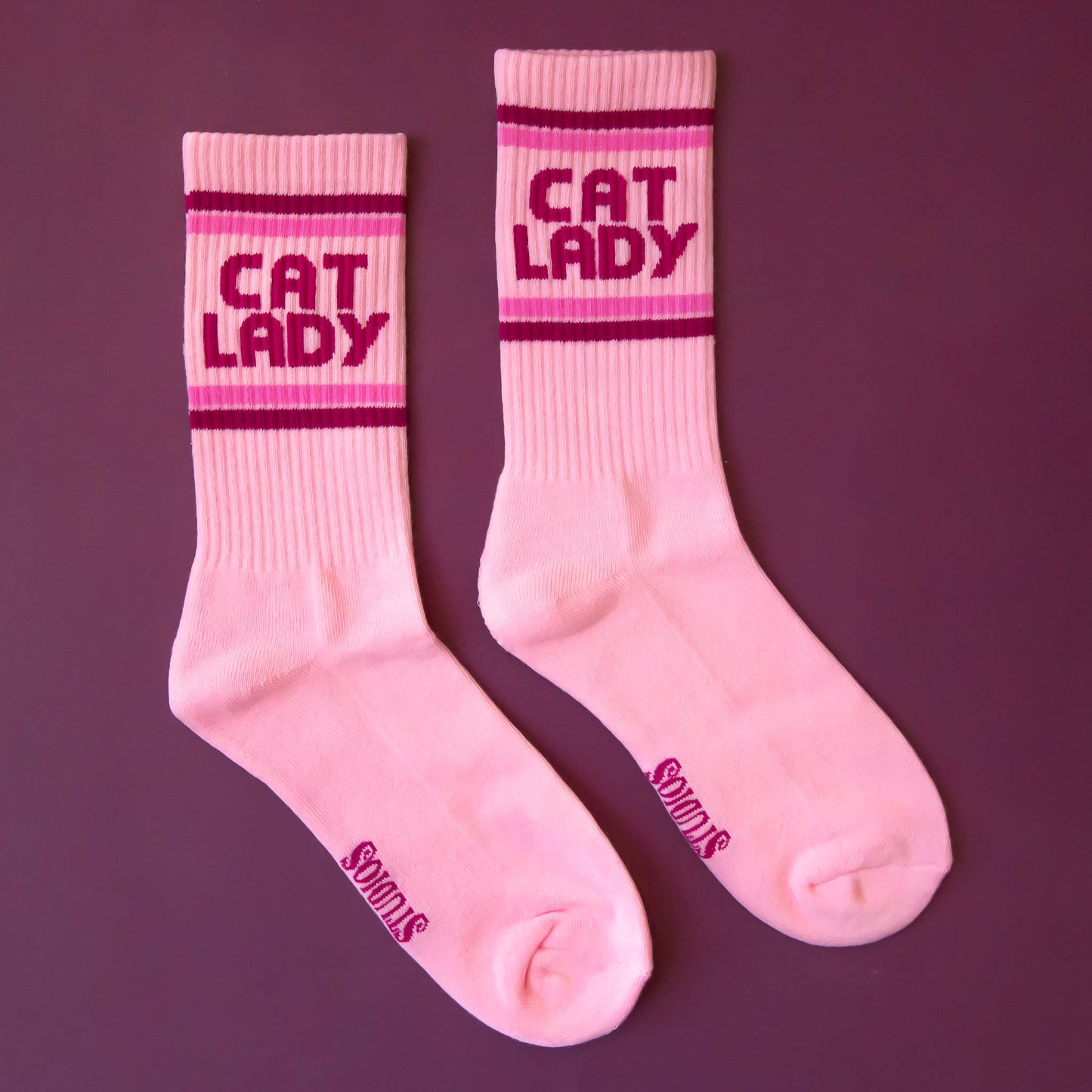 Cat Lady Striped Crew Socks
