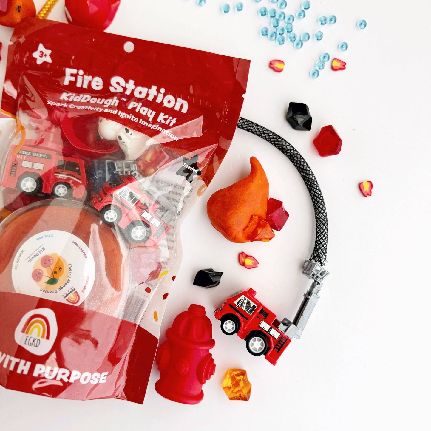 Fire Station KidDough Sensory Play Kit | Cherry Mango Sensory Dough