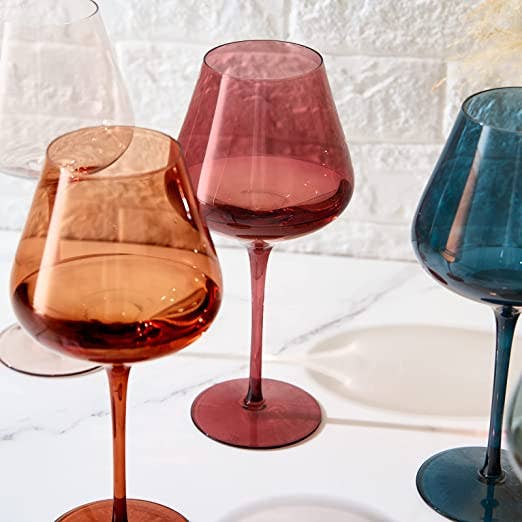 Pastel Large Colored Crystal Wine Glass | Set of 6