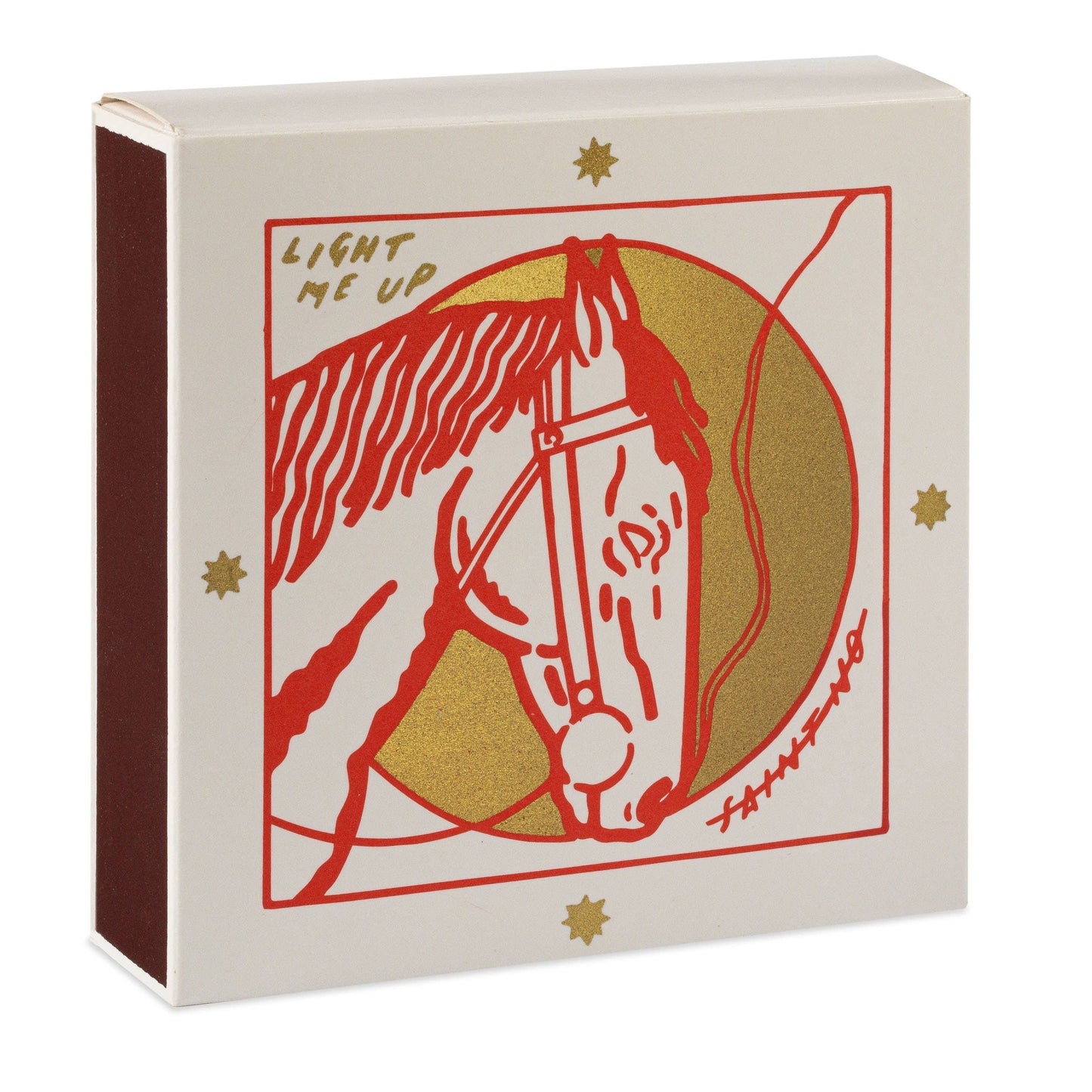 Light Me Up Horse Safety Matches | Gold Foil Decorative Matchbox with 125 Matches
