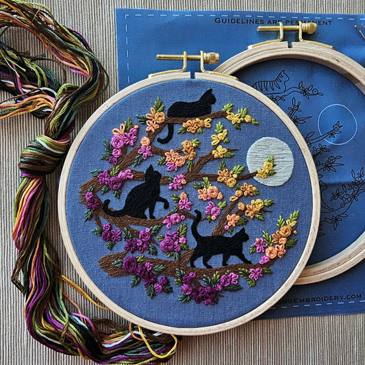 Cats & Full Moon Embroidery Kit