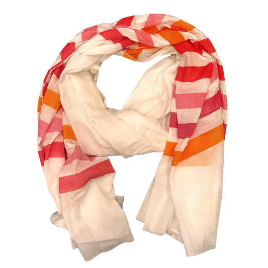 Pink Striped Cotton Scarf