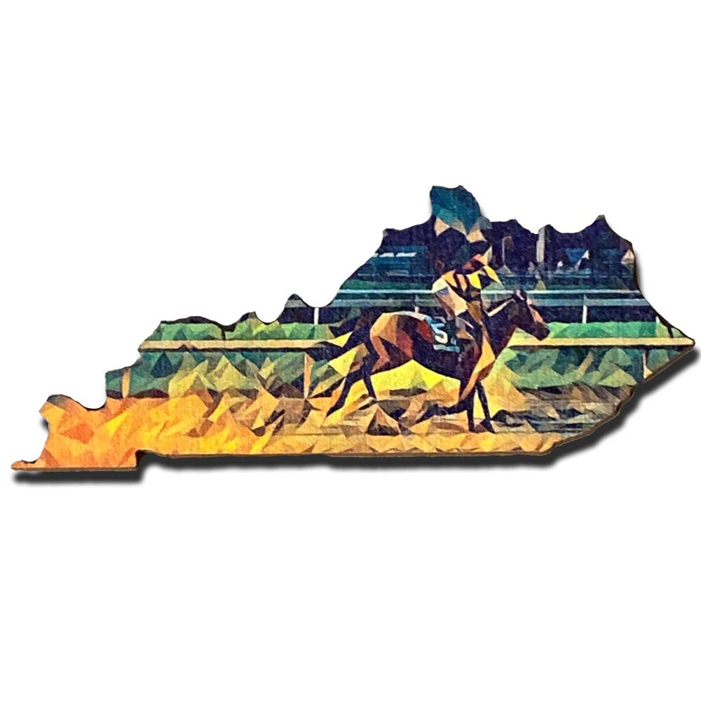 Jockey Kentucky Shaped Wooden Magnet