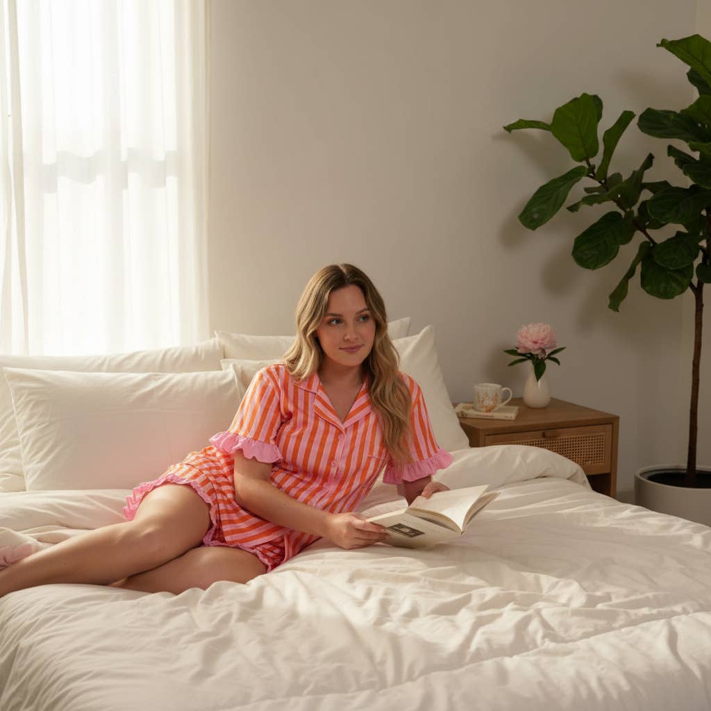 Sicily Slumber Party Pajama Shorts Set in Pink