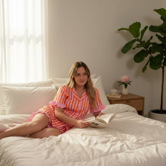 Sicily Slumber Party Pajama Shorts Set in Pink