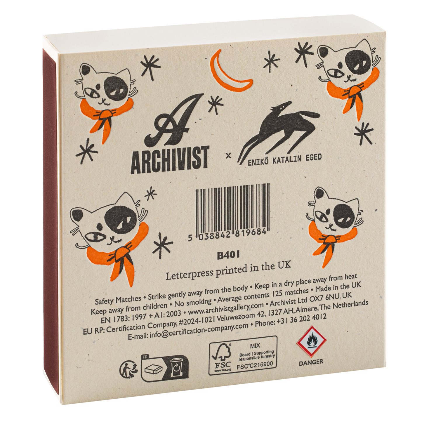 Cat Safety Matches | Decorative Matchbox with 125 Matches