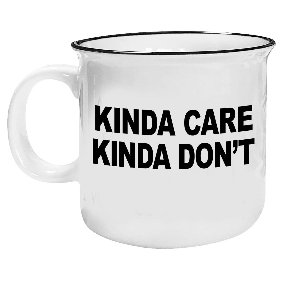Kinda Care Coffee Mug – 15 oz Funny Camp-Style Mug