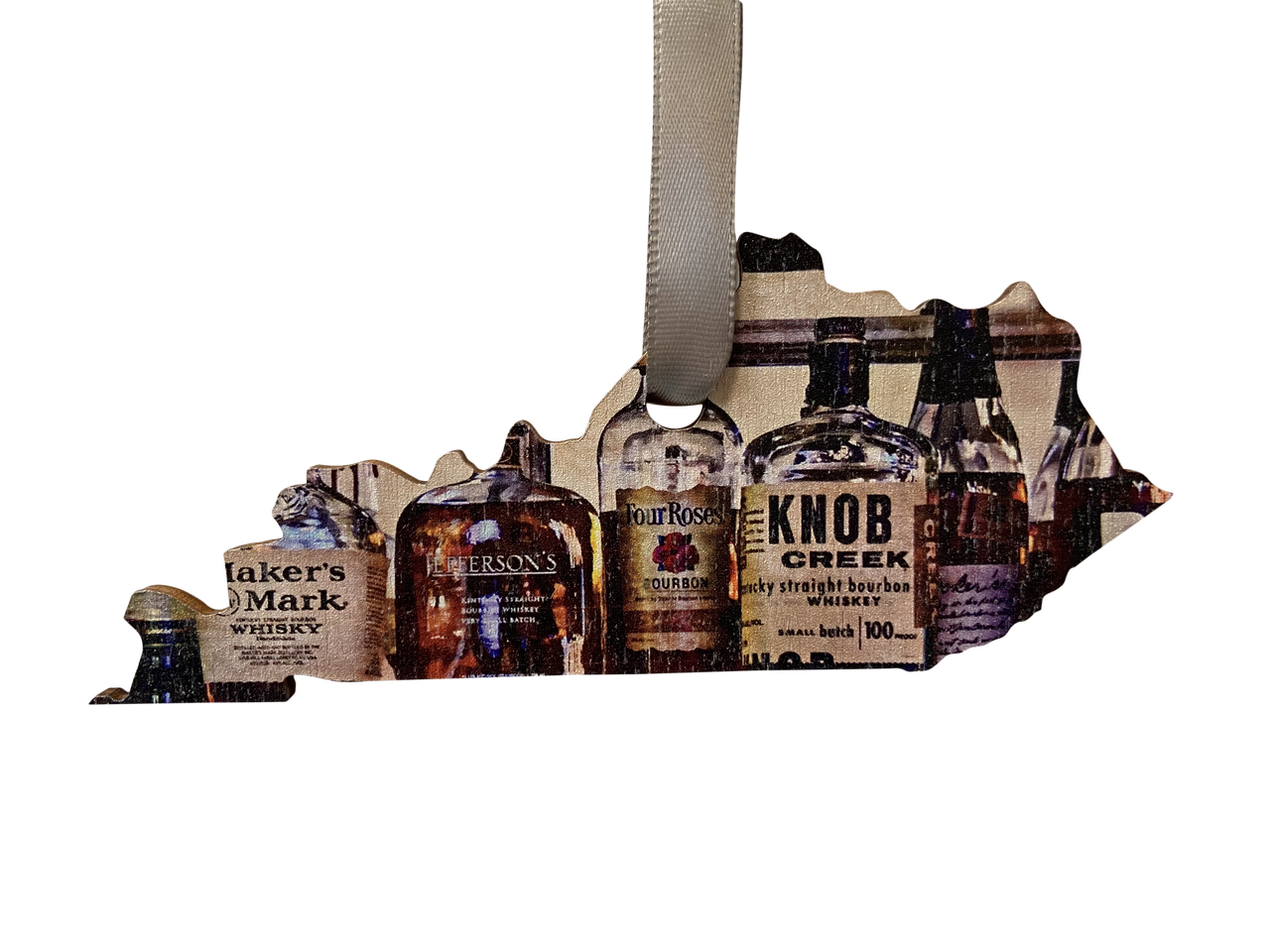 Kentucky Shaped Bourbon Bottles Ornament